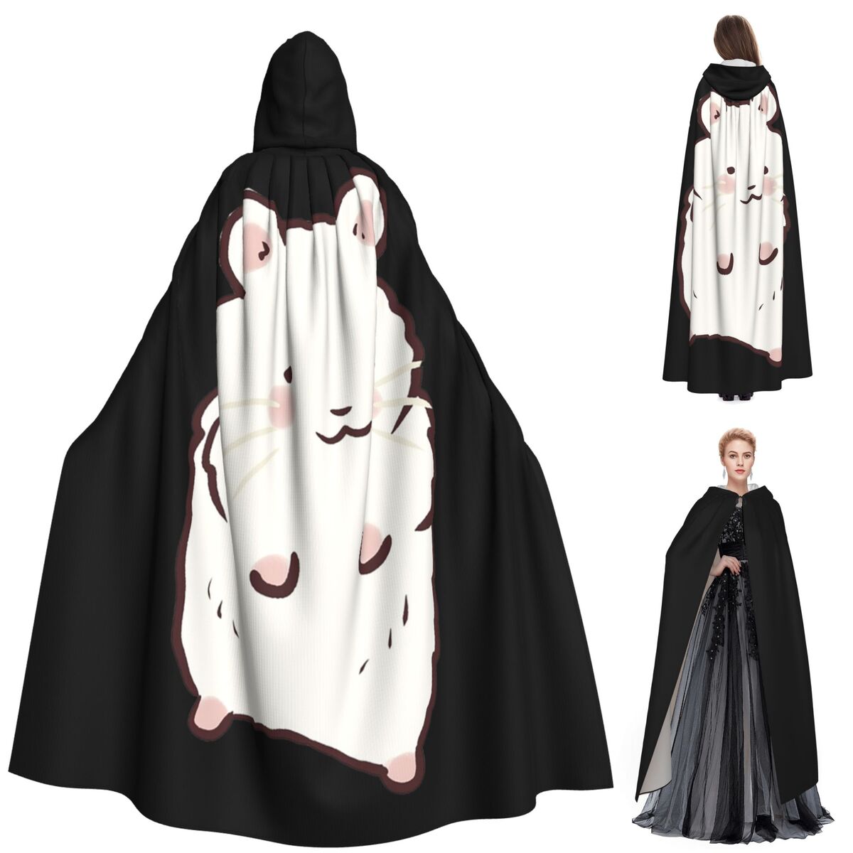 Anime Cosplay Drawing - Cute Hamster Drawing Long Hooded Cloak