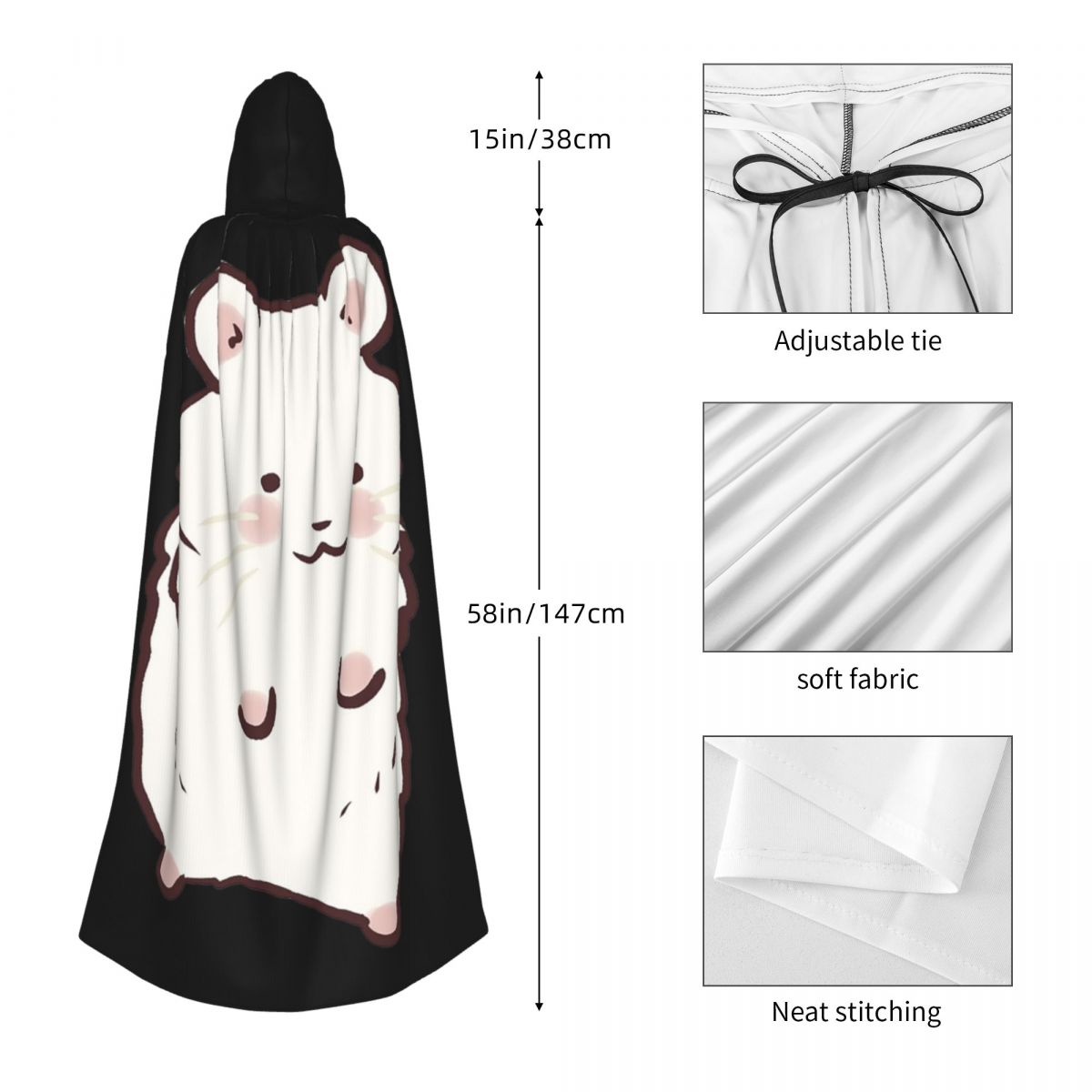 Cute Hamster Drawing Long Hood - Anime Cosplay Drawing recension och pris